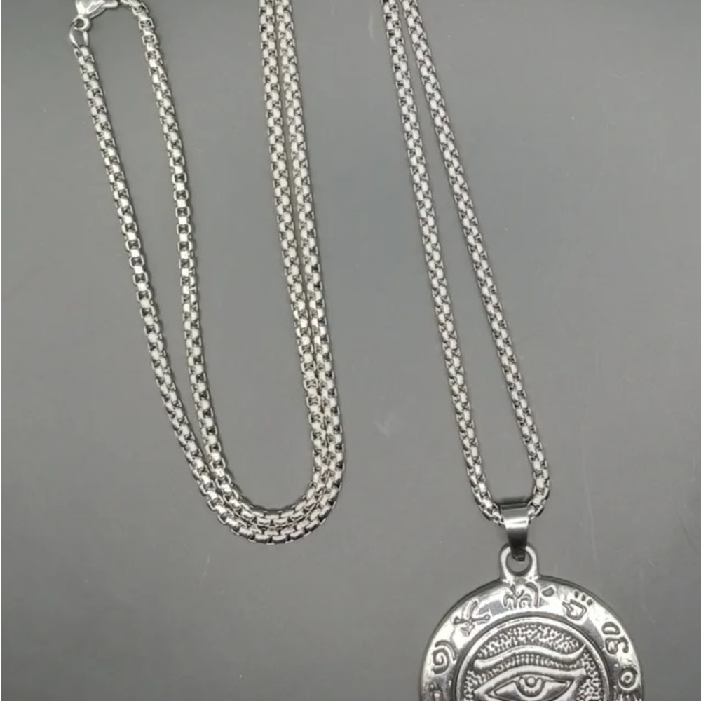 Silver tone Eye Pendant Necklace